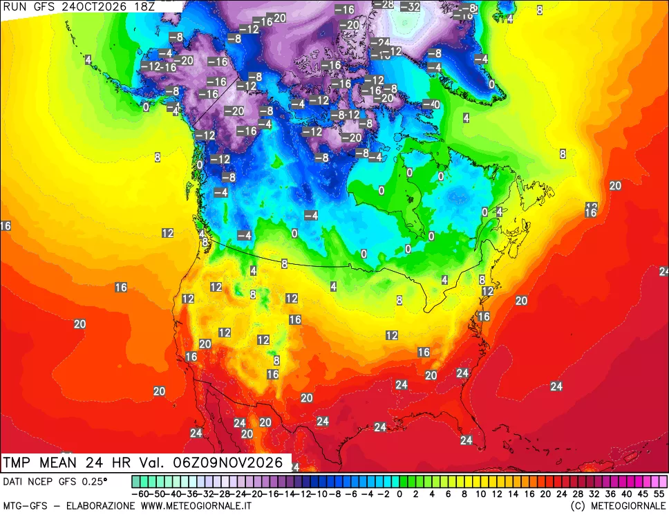 mappa Temperatura media 24 ore