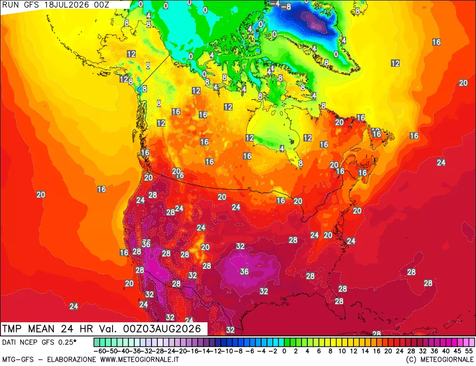 mappa Temperatura media 24 ore