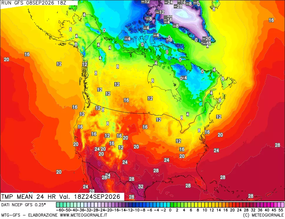 mappa Temperatura media 24 ore