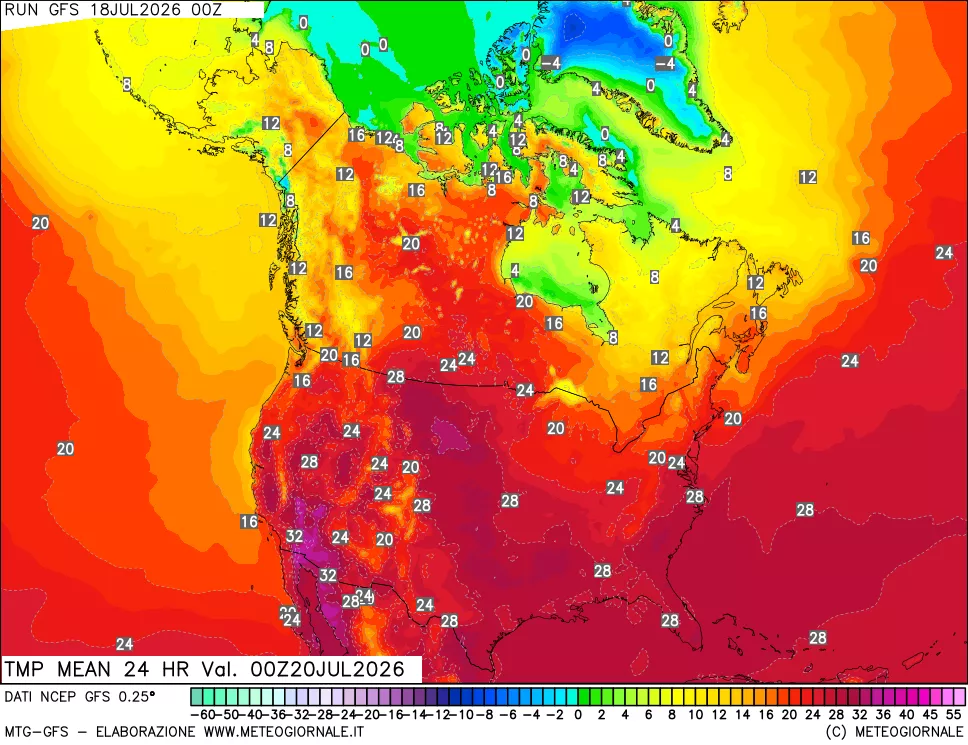 mappa Temperatura media 24 ore