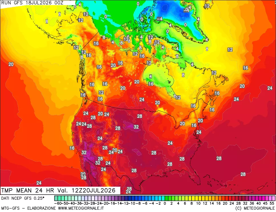 mappa Temperatura media 24 ore