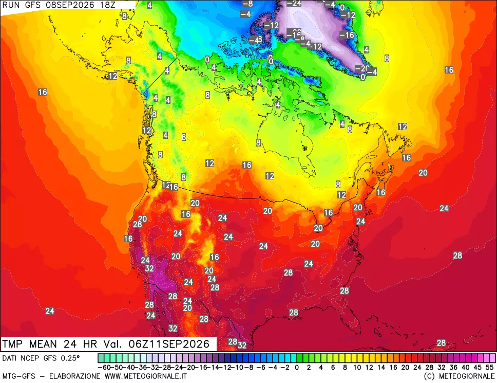 mappa Temperatura media 24 ore