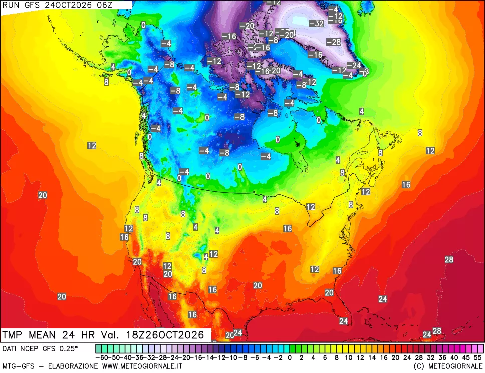 mappa Temperatura media 24 ore