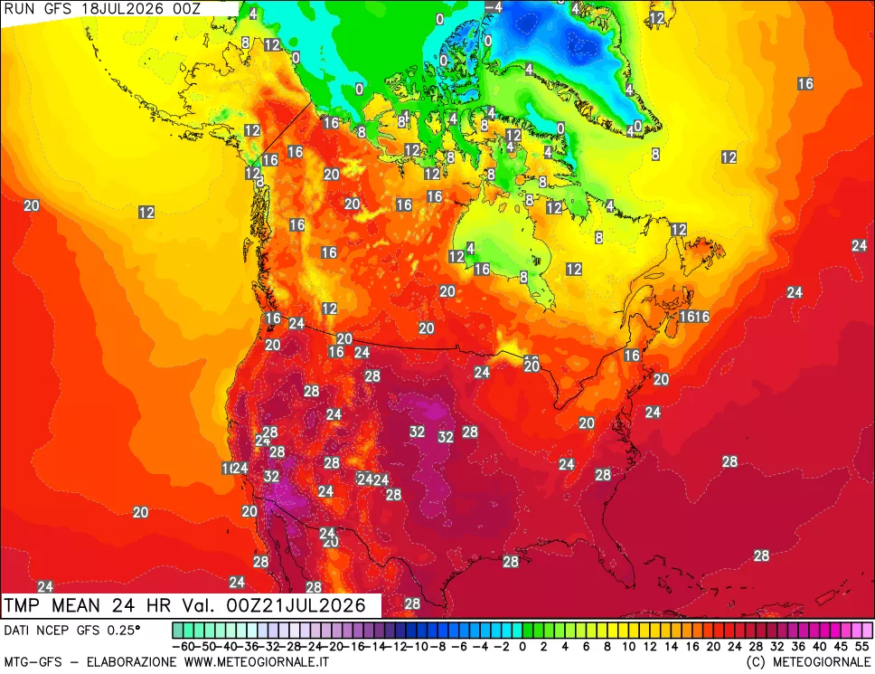 mappa Temperatura media 24 ore