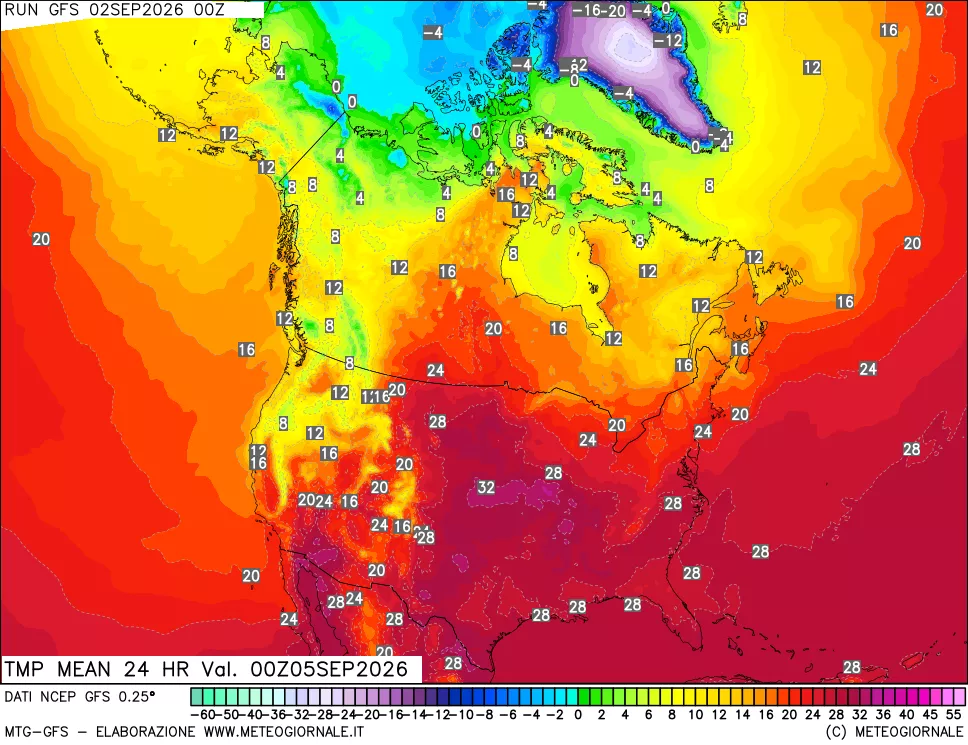 mappa Temperatura media 24 ore