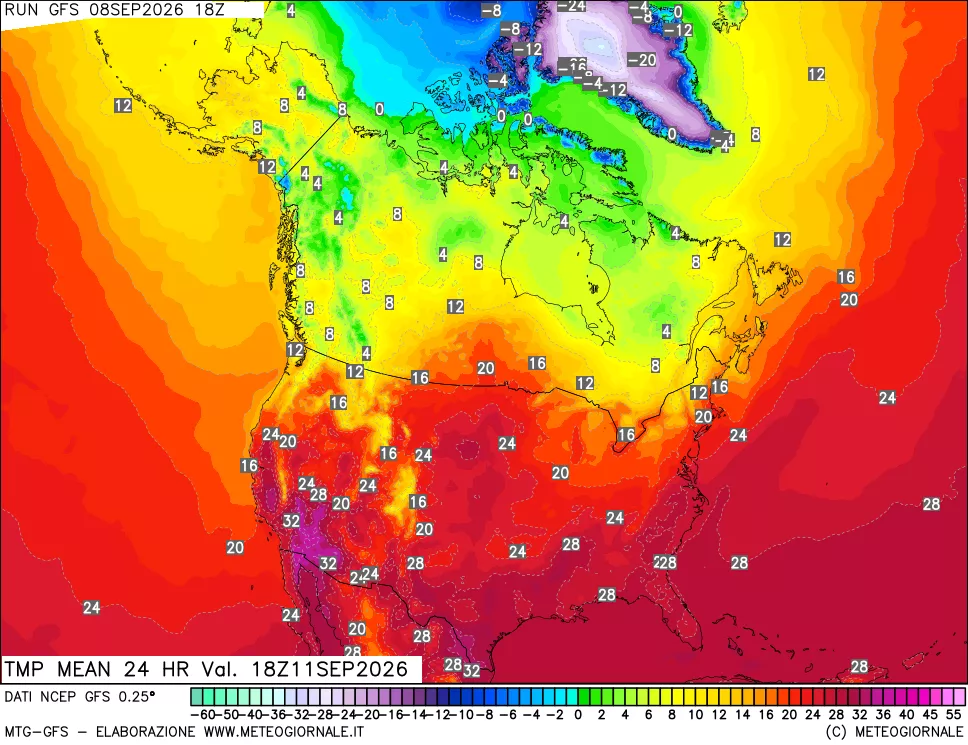 mappa Temperatura media 24 ore