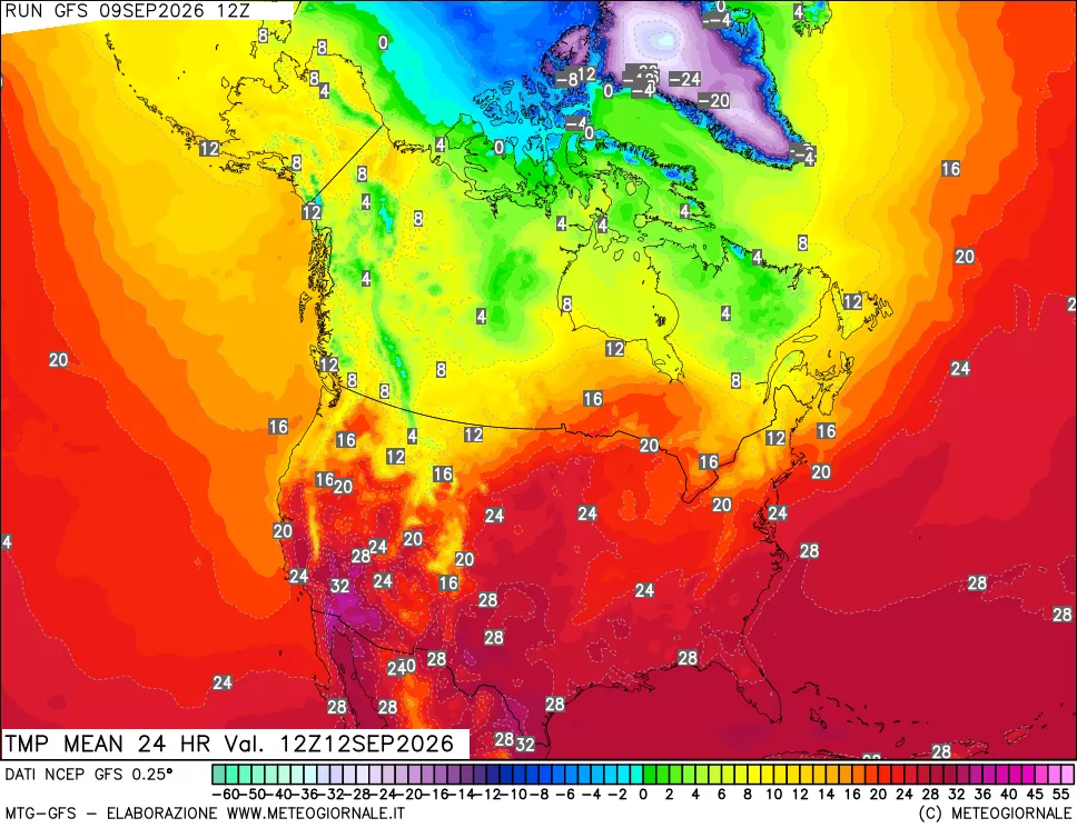 mappa Temperatura media 24 ore