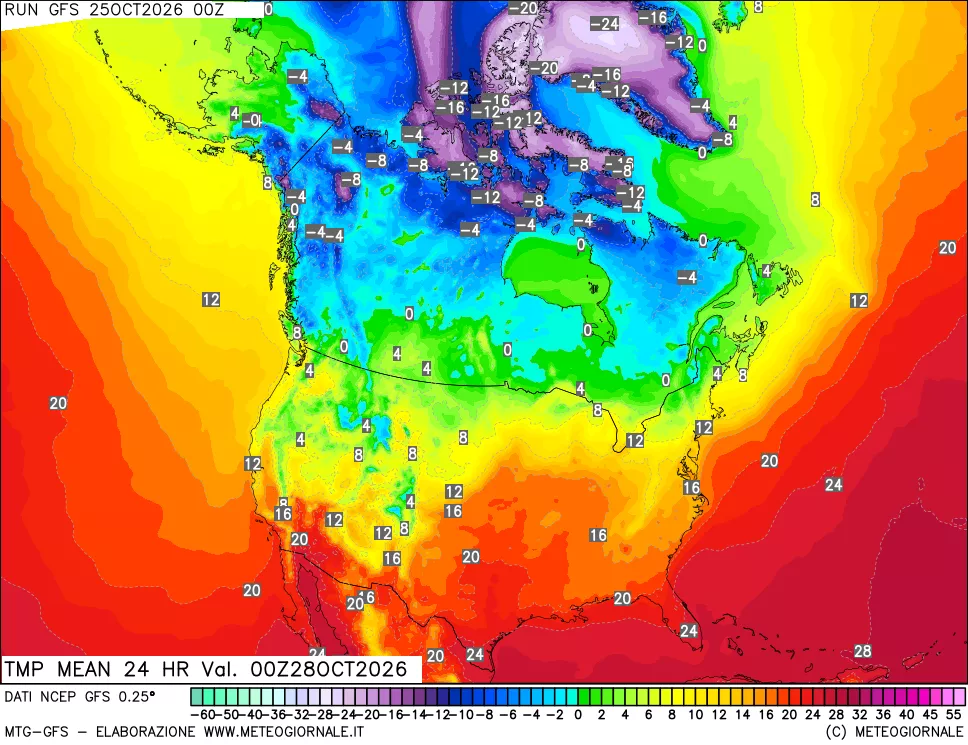 mappa Temperatura media 24 ore