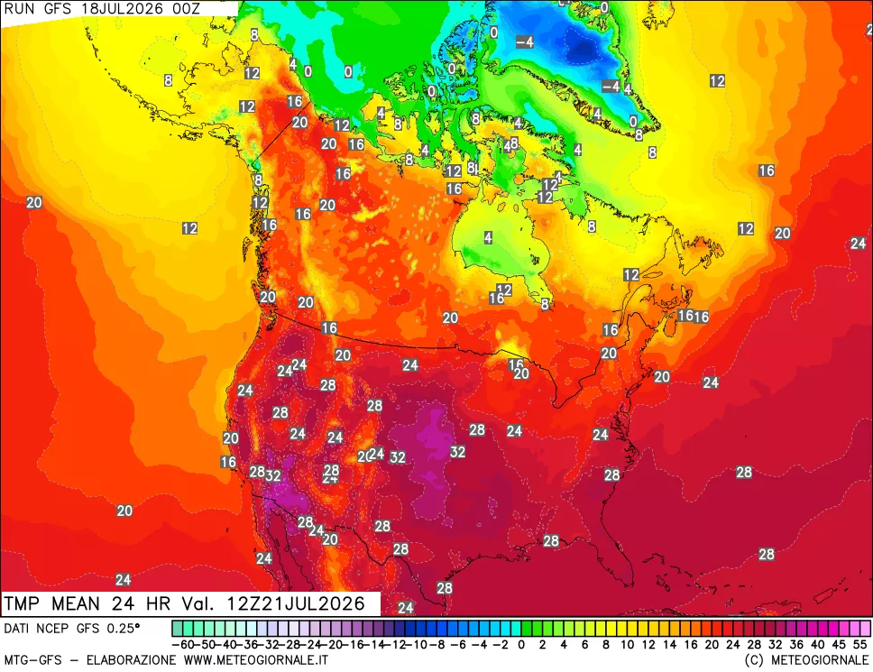 mappa Temperatura media 24 ore