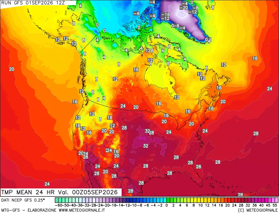 mappa Temperatura media 24 ore