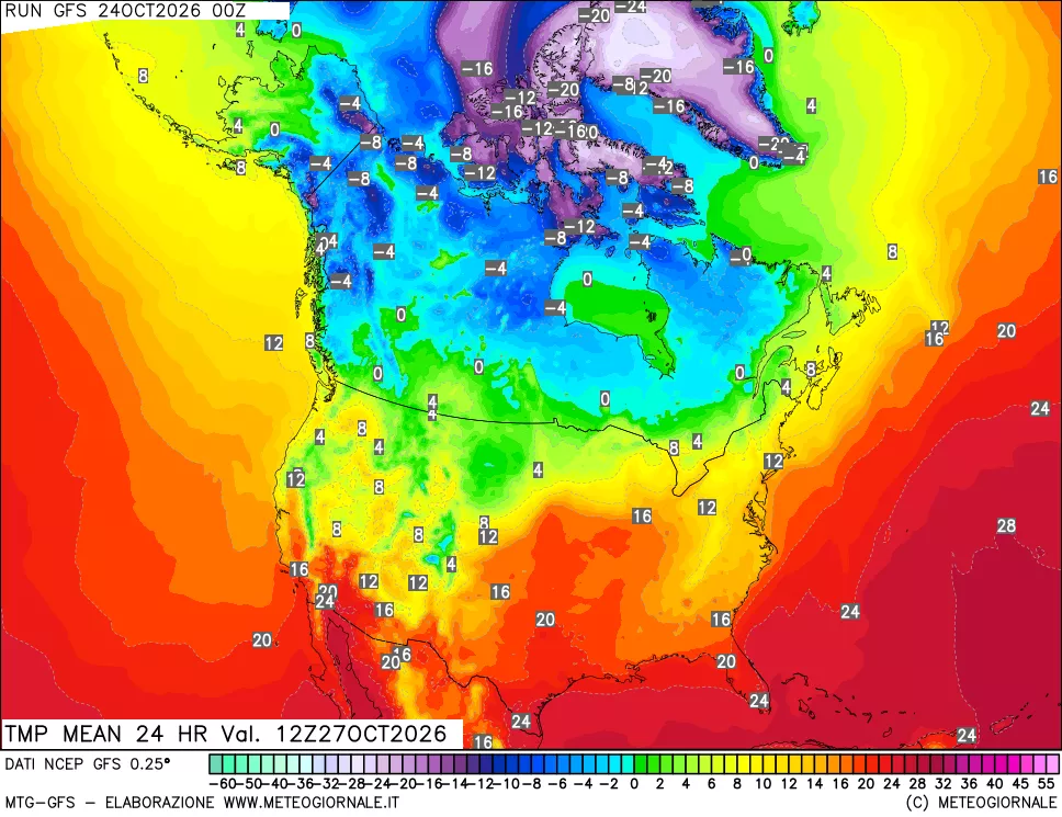 mappa Temperatura media 24 ore