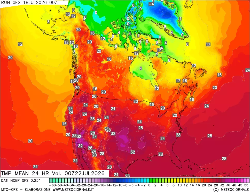 mappa Temperatura media 24 ore