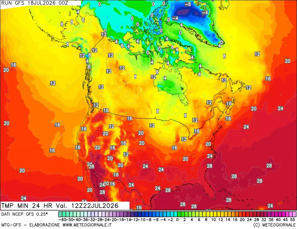 mappa Temperatura minima 24 ore