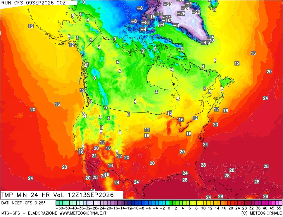 mappa Temperatura minima 24 ore