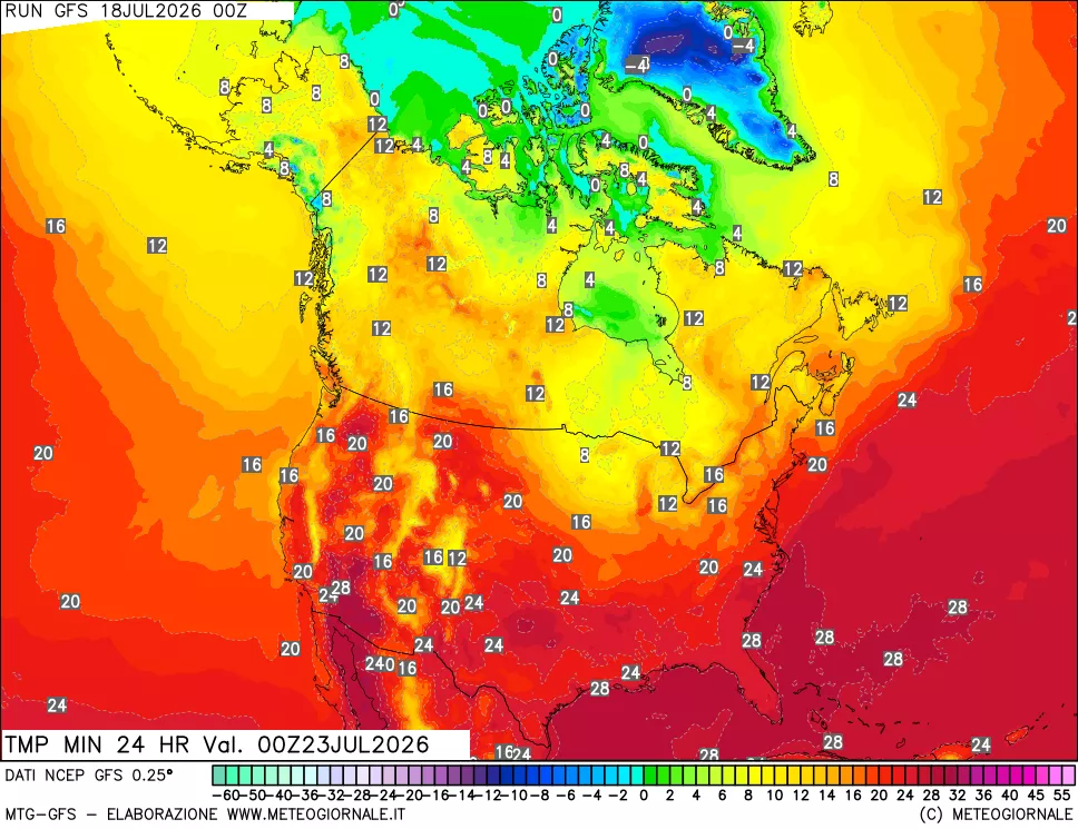 mappa Temperatura minima 24 ore