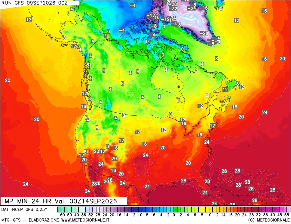 mappa Temperatura minima 24 ore