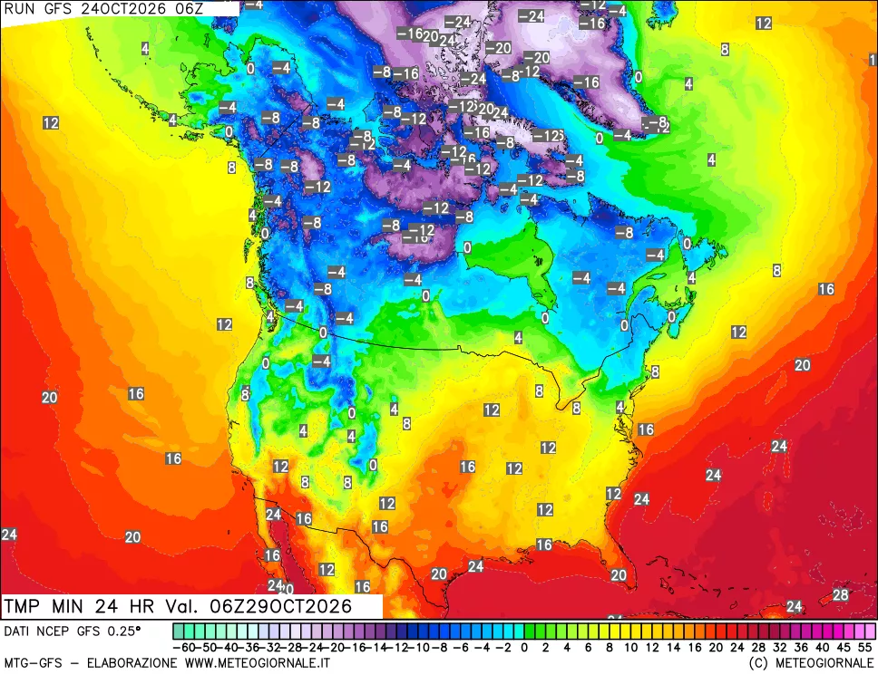 mappa Temperatura minima 24 ore