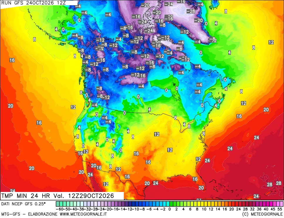 mappa Temperatura minima 24 ore