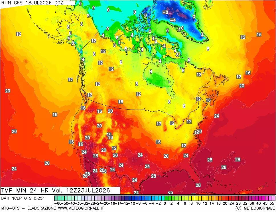mappa Temperatura minima 24 ore