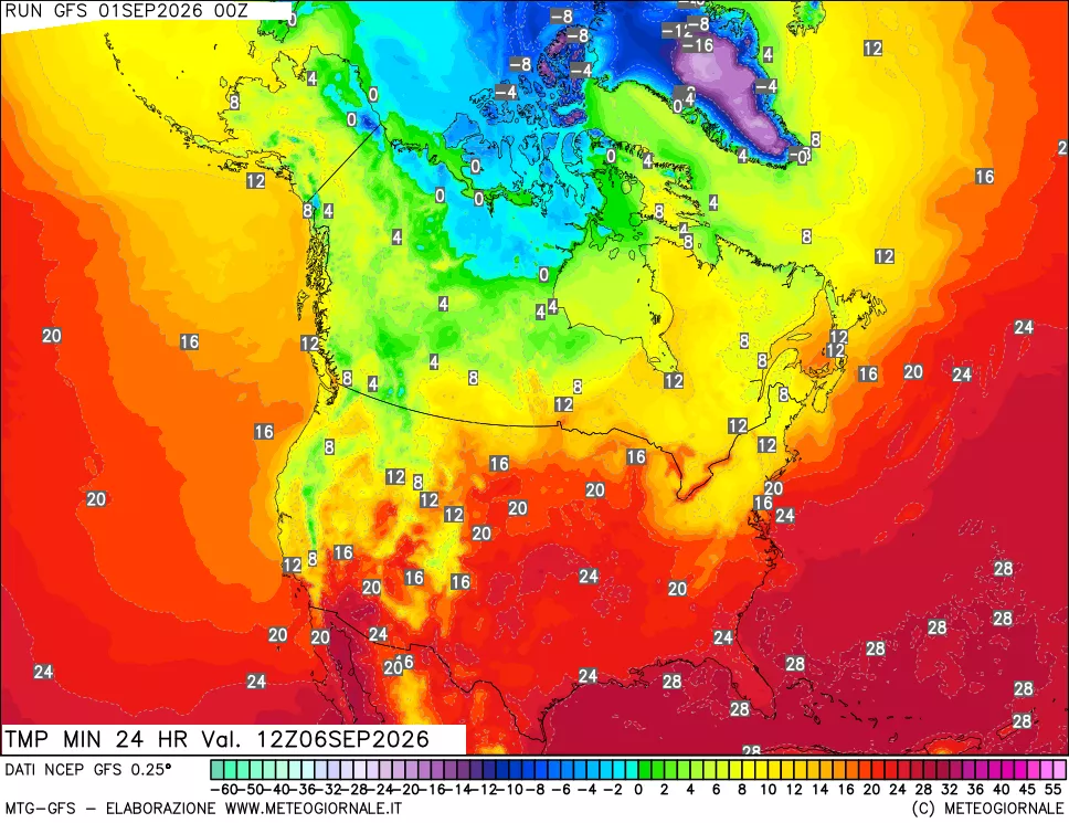 mappa Temperatura minima 24 ore