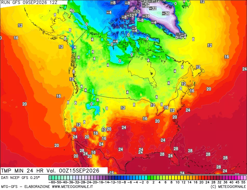mappa Temperatura minima 24 ore