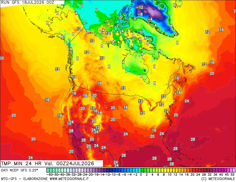 mappa Temperatura minima 24 ore