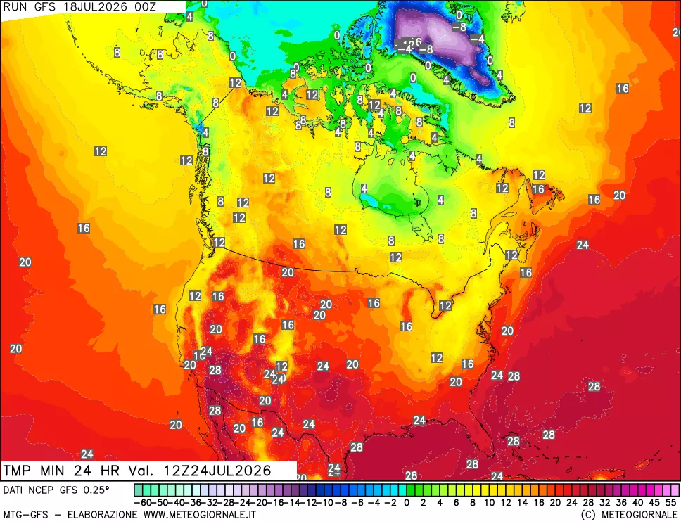 mappa Temperatura minima 24 ore