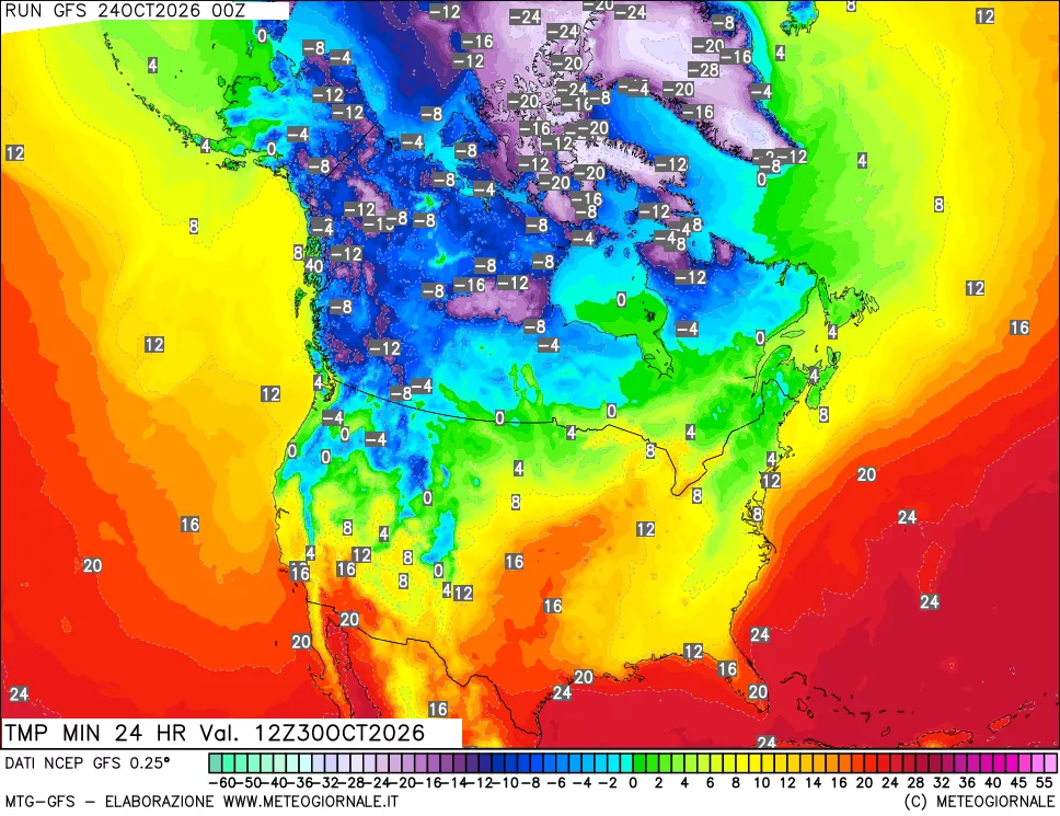 mappa Temperatura minima 24 ore