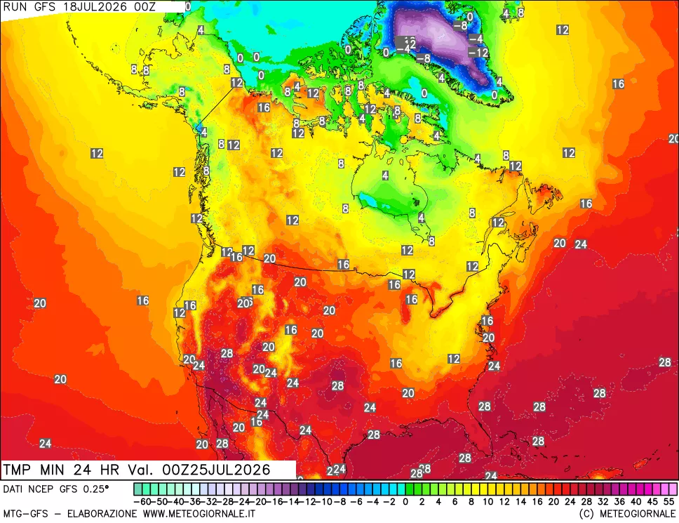 mappa Temperatura minima 24 ore