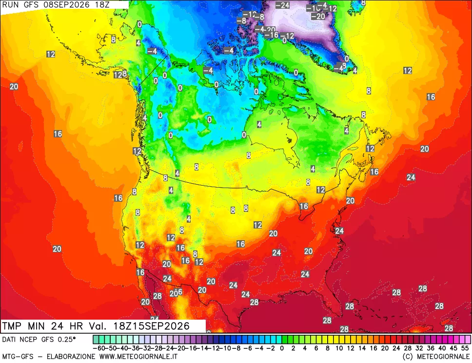 mappa Temperatura minima 24 ore