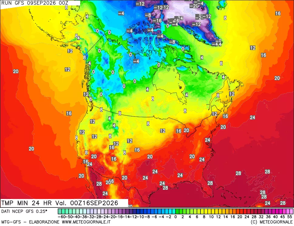 mappa Temperatura minima 24 ore