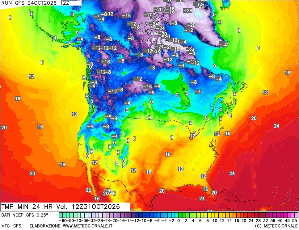 mappa Temperatura minima 24 ore