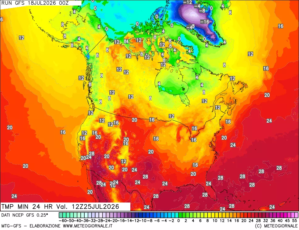 mappa Temperatura minima 24 ore