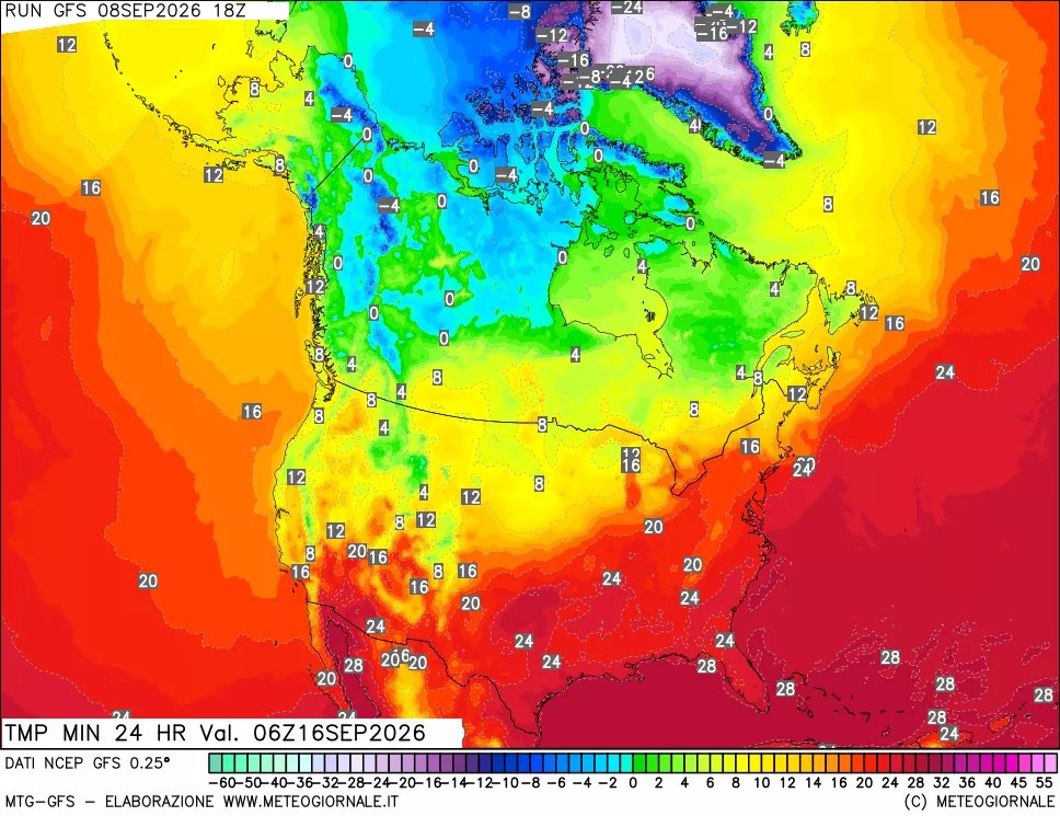 mappa Temperatura minima 24 ore