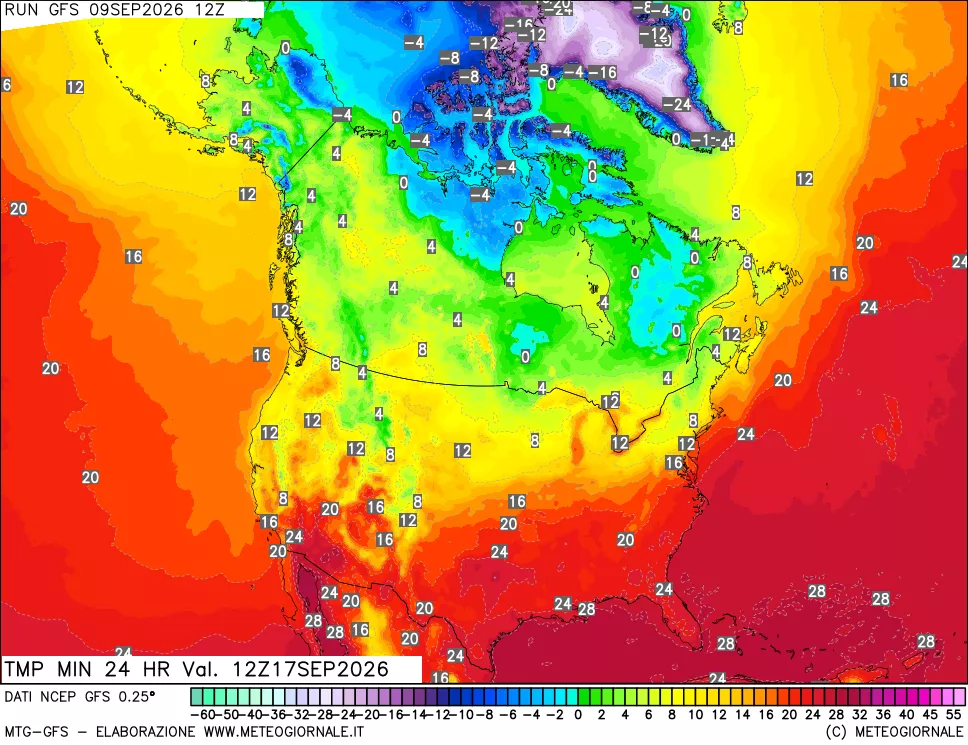 mappa Temperatura minima 24 ore