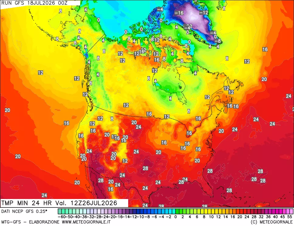 mappa Temperatura minima 24 ore