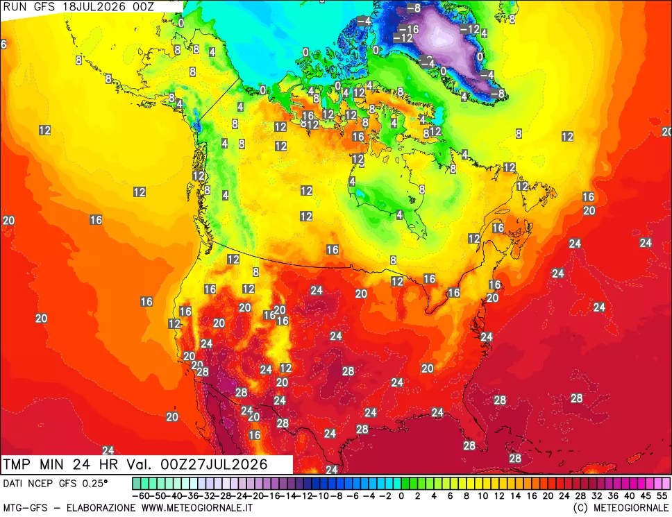mappa Temperatura minima 24 ore