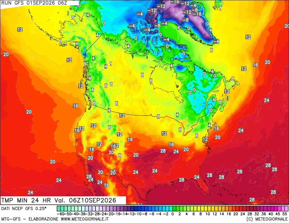 mappa Temperatura minima 24 ore