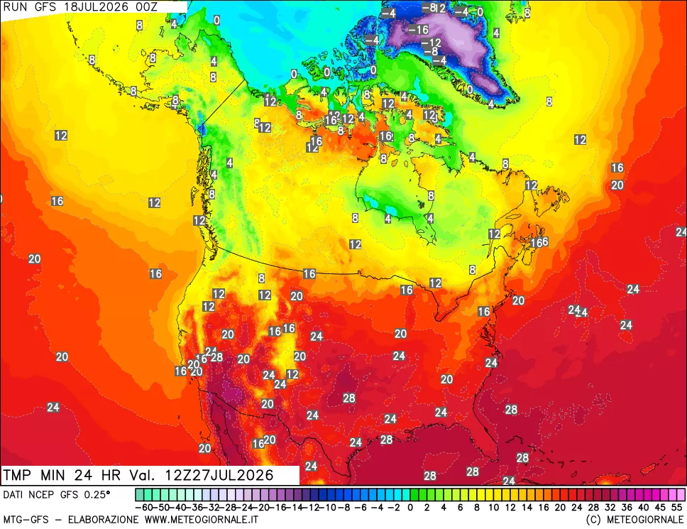 mappa Temperatura minima 24 ore