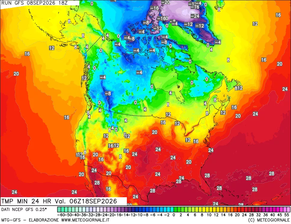 mappa Temperatura minima 24 ore