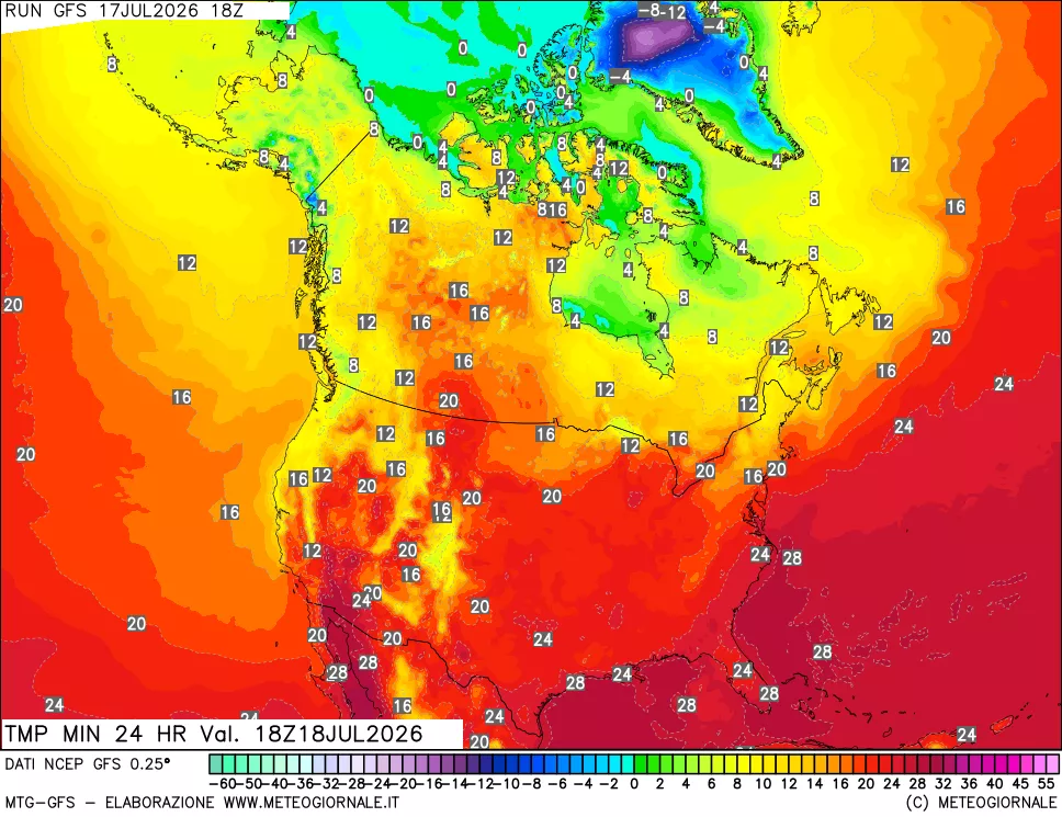 mappa Temperatura minima 24 ore