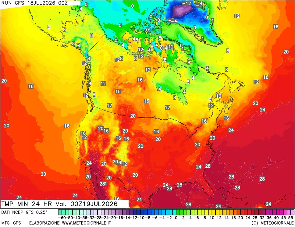 mappa Temperatura minima 24 ore