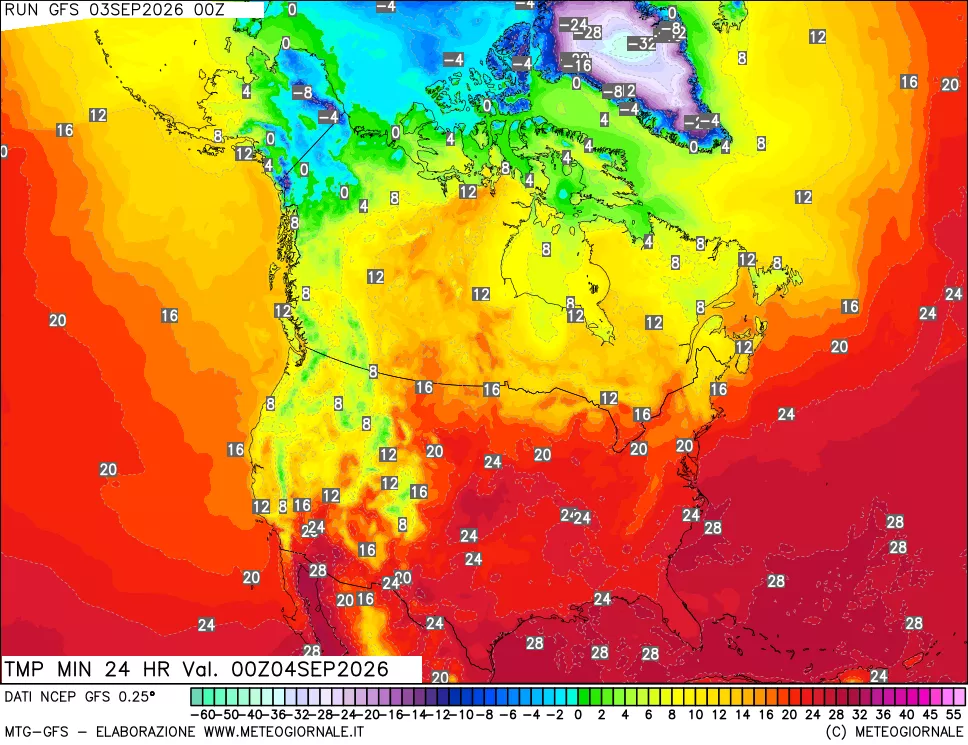 mappa Temperatura minima 24 ore