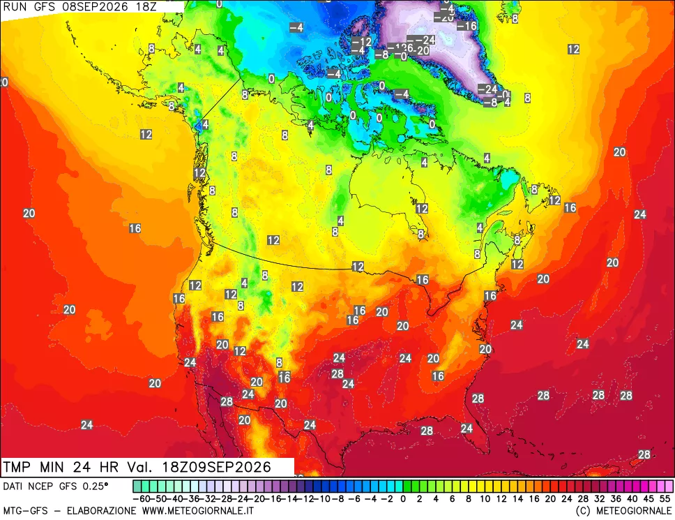 mappa Temperatura minima 24 ore