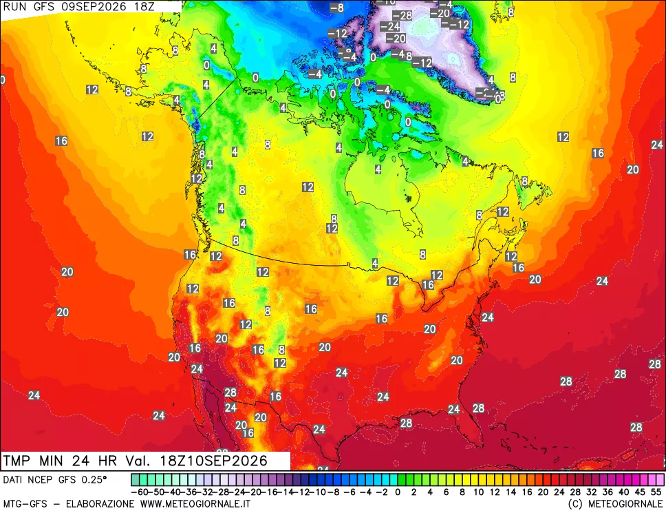 mappa Temperatura minima 24 ore