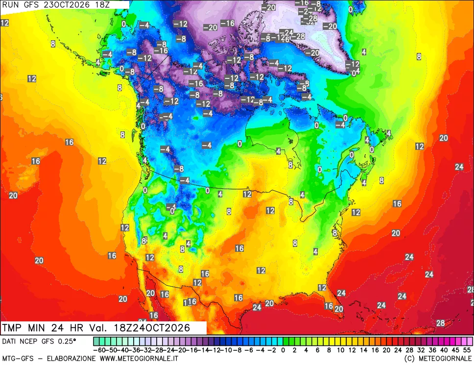 mappa Temperatura minima 24 ore