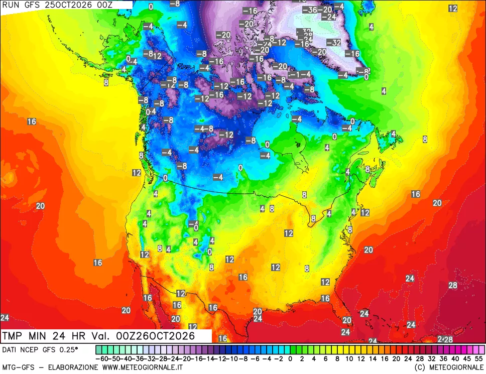mappa Temperatura minima 24 ore