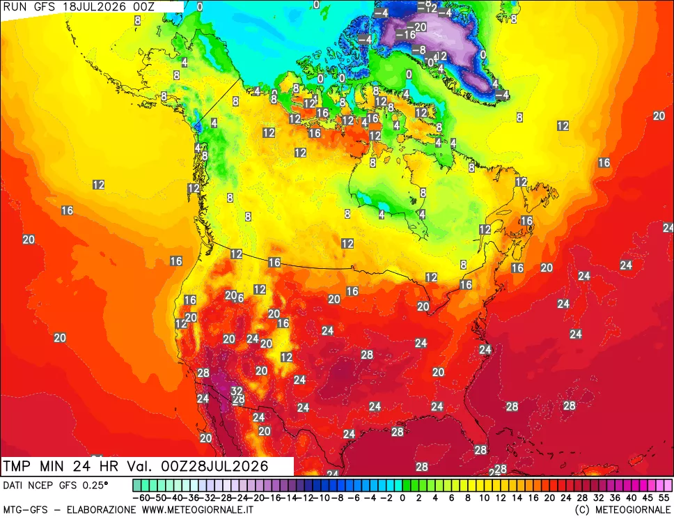 mappa Temperatura minima 24 ore