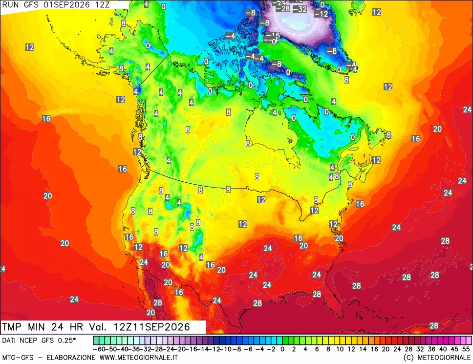 mappa Temperatura minima 24 ore