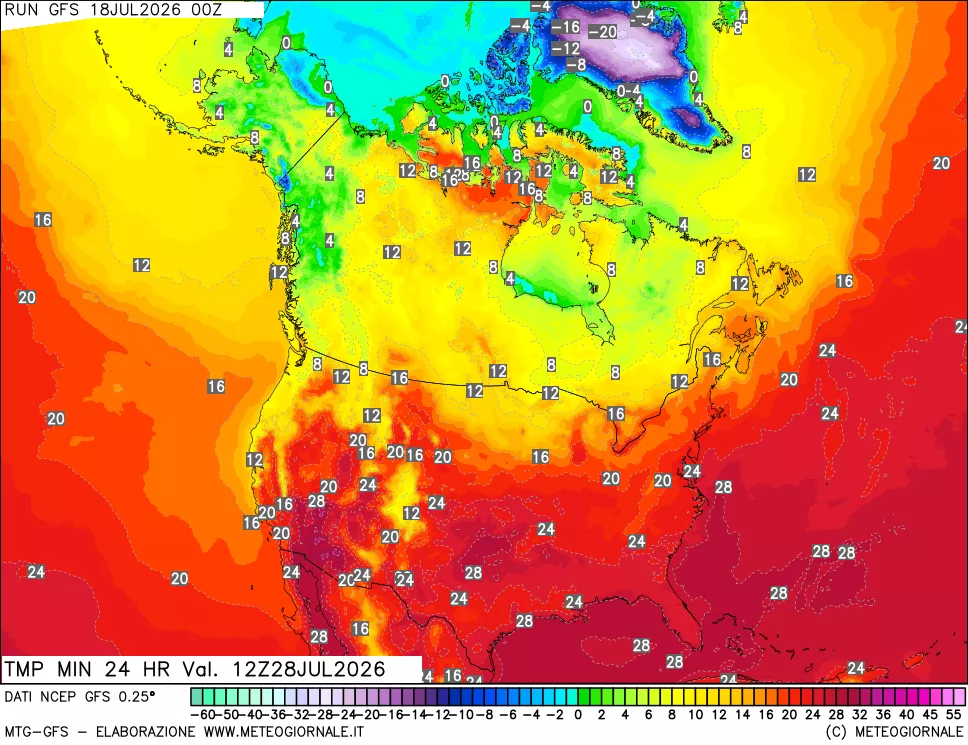 mappa Temperatura minima 24 ore